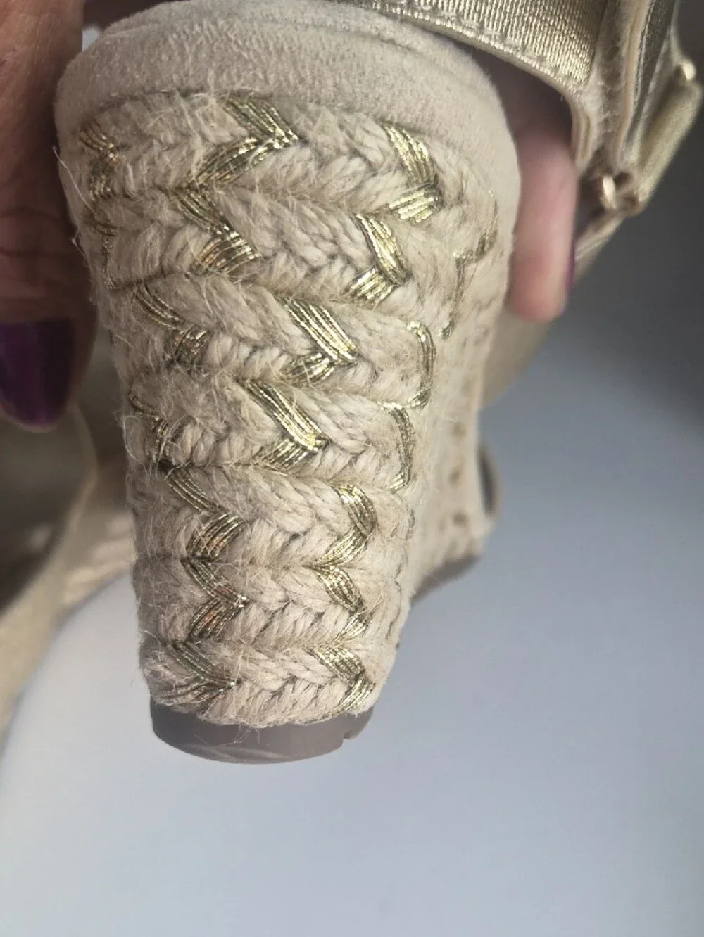 Anne Klein Gold Espadrille Wedge Sandals